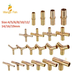 Brass Barb Pipe Fitting Straight Elbow T Y X Shape 2 3 4 Way Connector for 6mm to 19mm 8mm 10mm 14mm 16mm 4mm Copper Water Tube
