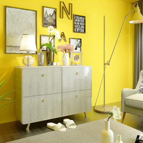 solid wallpaper modern simple environmental non-woven bedroom lemon yellow plain living room orange bright yellow wallpape