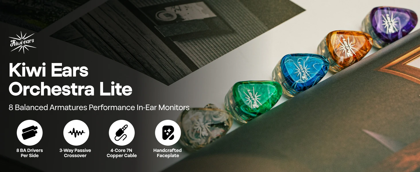 Kiwi-Ohren-Orchester vorbestellen Lite 8ba Performance-In-Ear-Monitor Hifi-Ohrhörer-Ohrhörer mit 4-adrigem 7n-Sauerstoff-freiem Kupferkabel – Detail 1