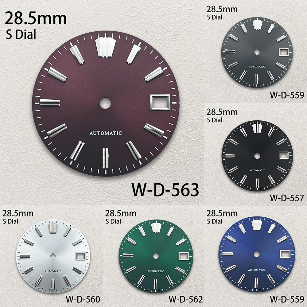 28.5mm S Logo Sunray Dial Fit NH35/NH36/4R/7S Movement Applied Index Riveted Dial Watch Modification Accessories