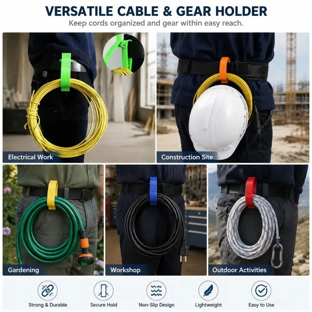 POM Safety Helmet Clamp Adjustable Strap Ratchet Lock Earmuffs Clamp Lightweight D Ring Key Chains Clips Hard Hat Accessories