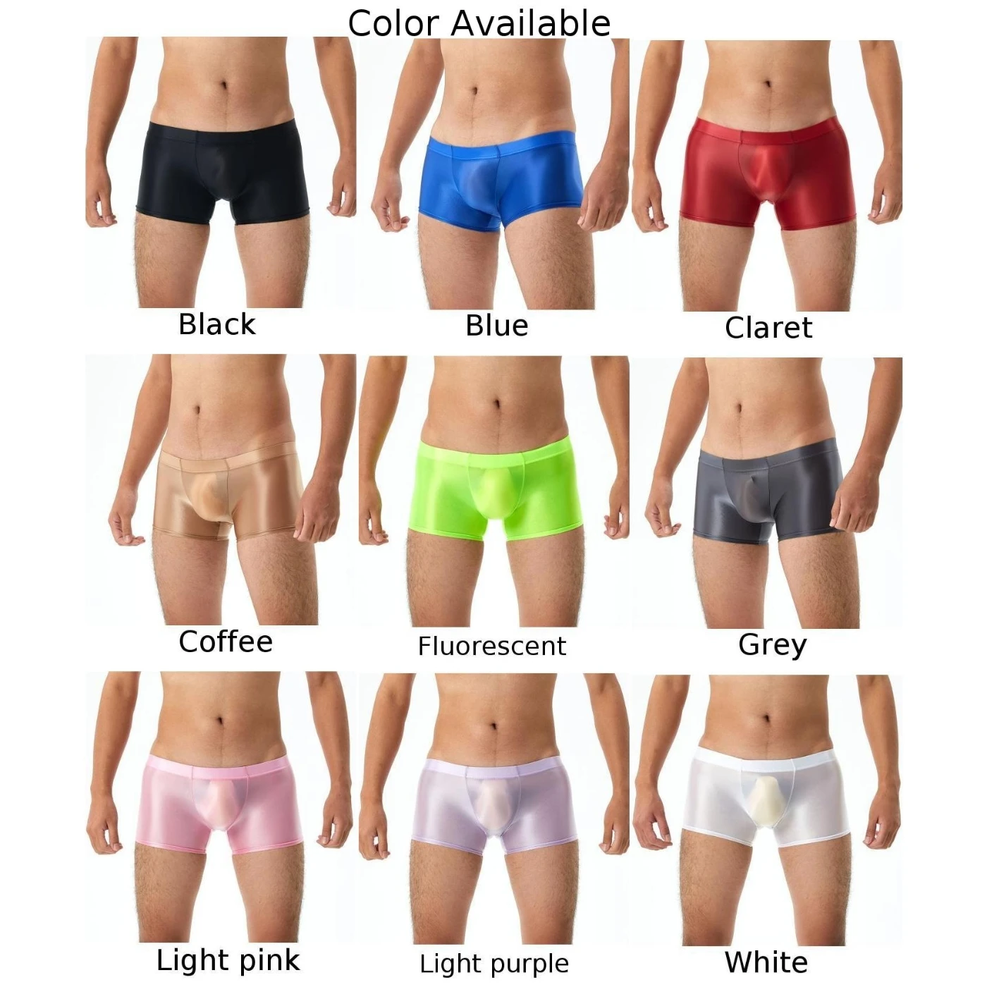 Men Shiny Glossy Boxer Shorts Smooth Sleep Bottoms Sports Leggings Trunks Panties Sexy Underwear U Convex Big Pouch Knickers