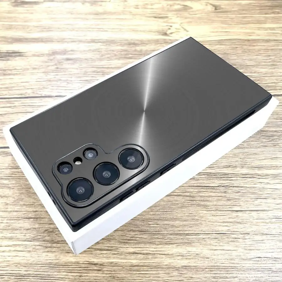 نحى الملمس المعدني الصلب طباعة الأسود لينة غطاء الهاتف حقيبة لهاتف سامسونج غالاكسي S23 الترا S25 حافة S21 FE S24 زائد S20 #4