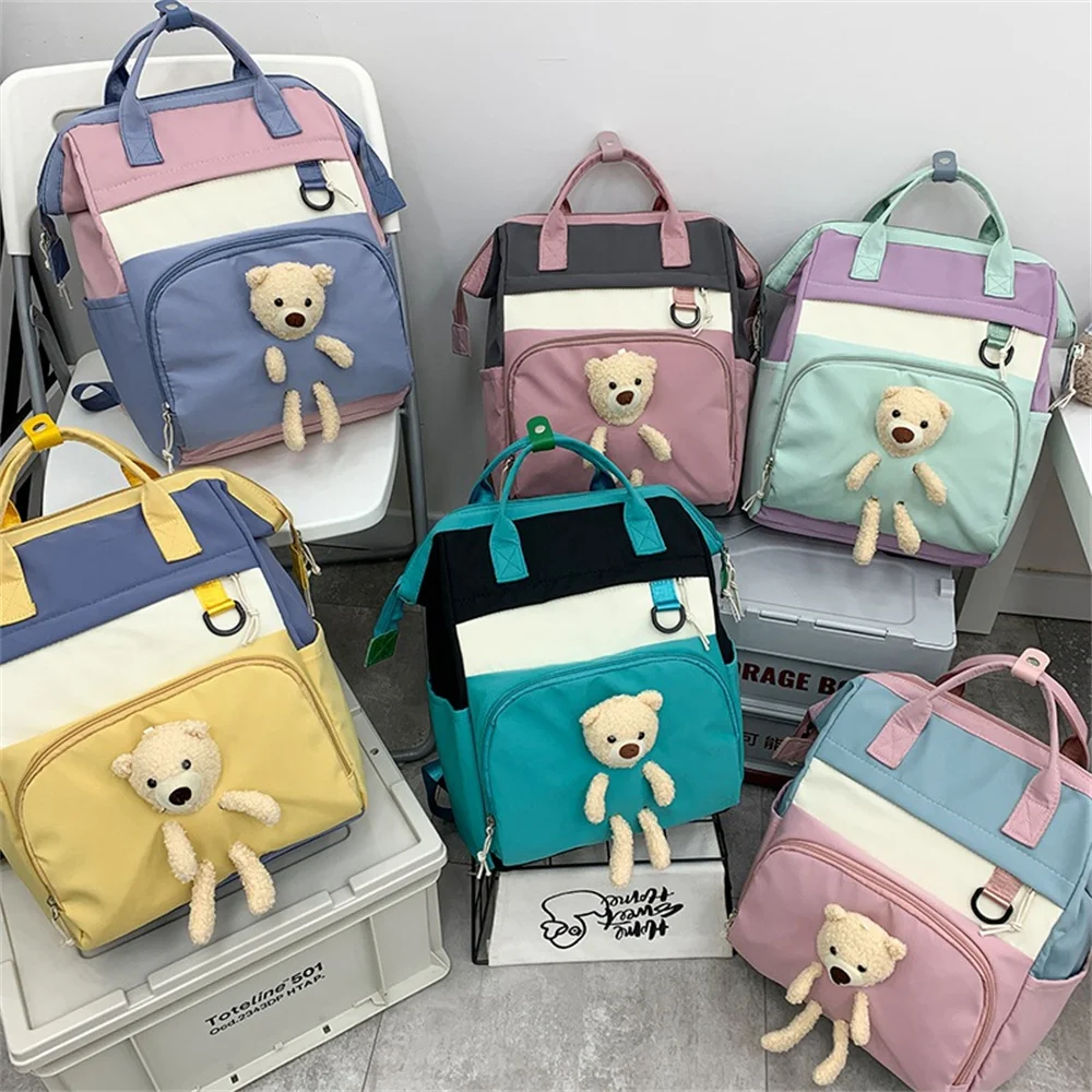 Sac à dos décontracté multifonction avec ours mignon pour femme, sac à dos de grande capacité pour étudiant, sac à dos pour collège, sac initié Harajuku