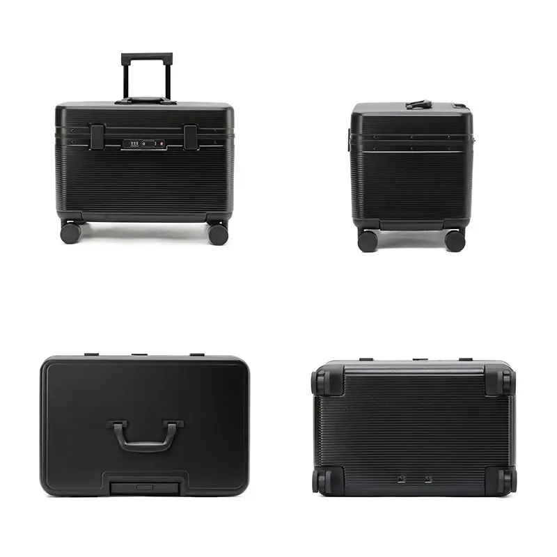 Aluminum Alloy Frame Suitcase, Top-Opening ABS Portable Trolley Case, Universal Wheels, Customs Code Lock Boarding Case