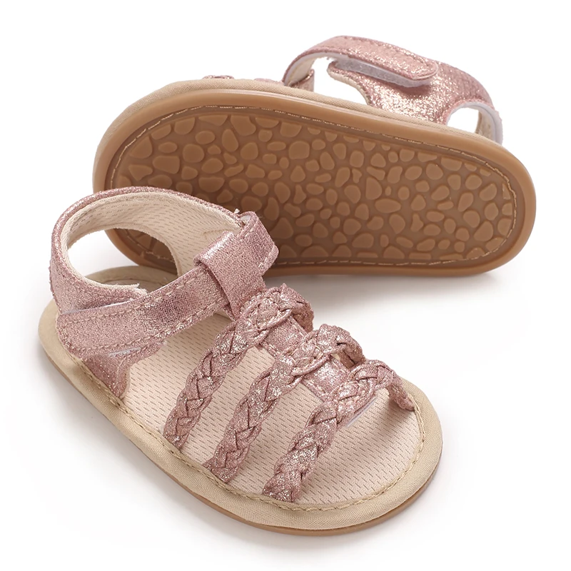 New 0-18M Baby Solid Color Casual and Comfortable Baby Girl Sandals Breathable and Lightweight Summer Open Toe Sandals