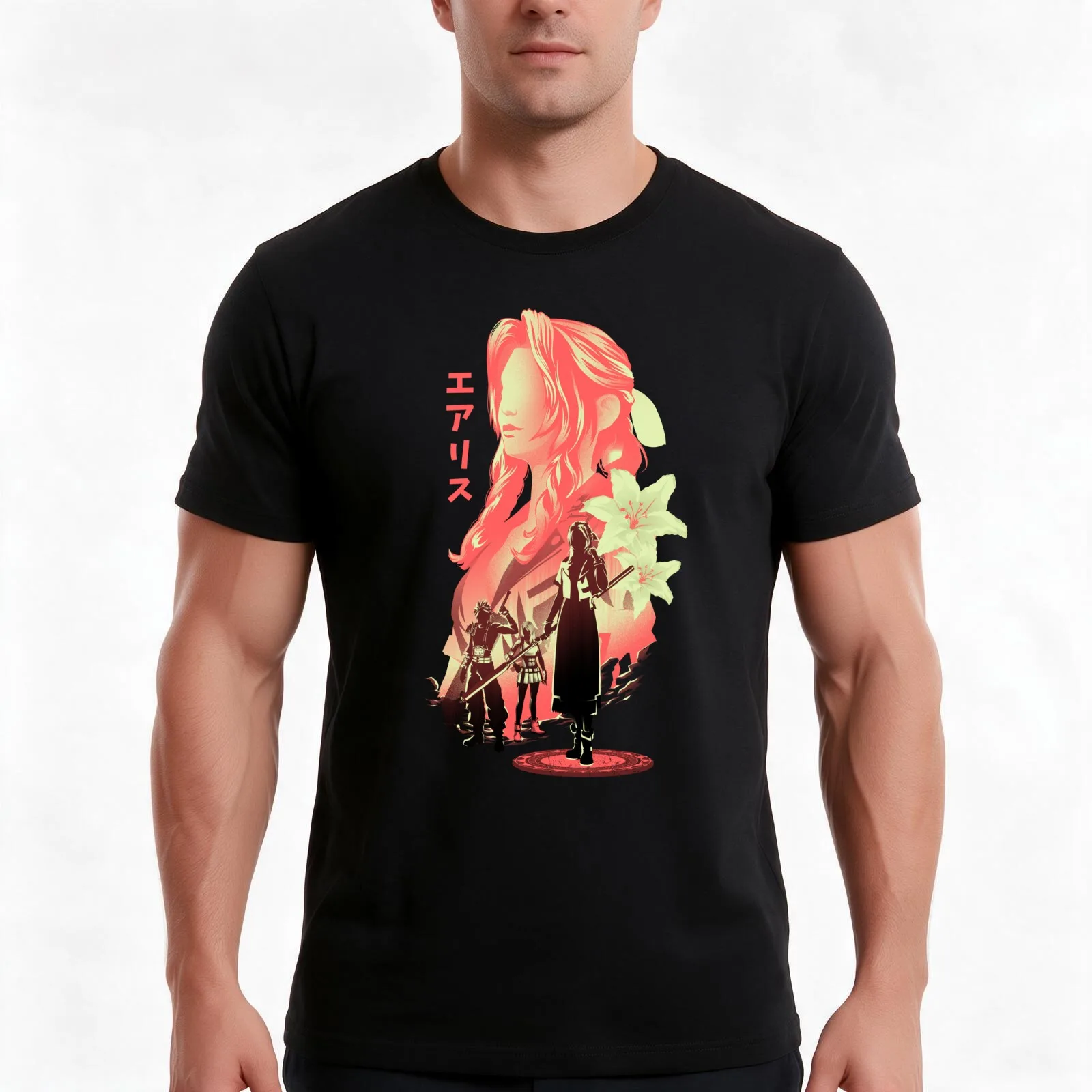 The Flower Girl Aerith T-Shirt Summer Casual Cotton Tee Oversized Streetwear Tops Vintage Graphic Print Unisex Men Women