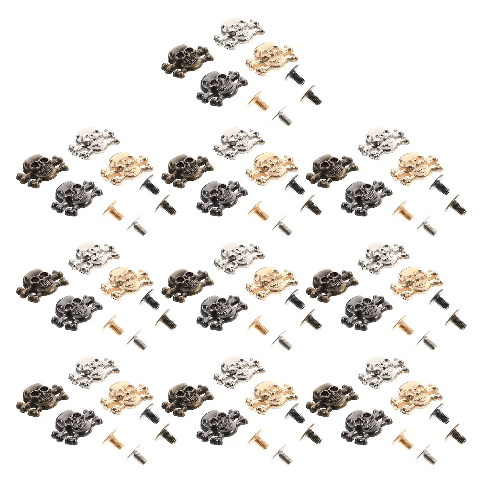 

40 Sets Ghost Skull Rivets Golden Silver Black 10 Each Craft DIY Kit Spikes Clothing Bag Shoe Pants Long Storage