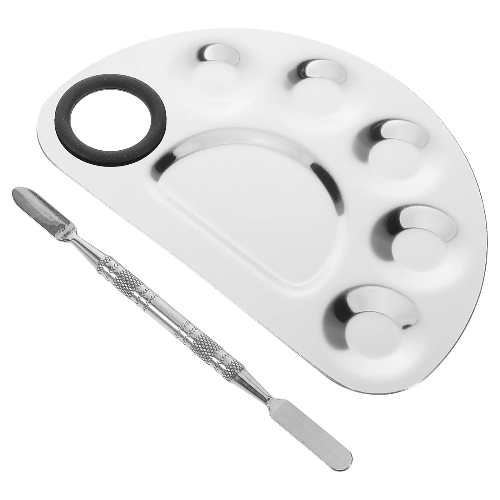 파운데이션 믹싱 팔레트 스테인리스 스틸 네일 아트 팔레트 세트, 쉬운 색상 혼합 메이크업 아티스트 필수 키트