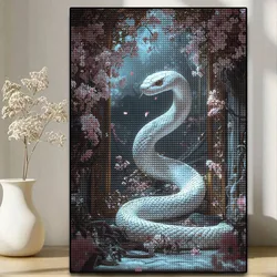 2025 New Year Gift Diamond Embroidery DIY Zodiac Snake White Diamond Mosaic 5D Square Round Rhinestone Cross Stitch Home Decor