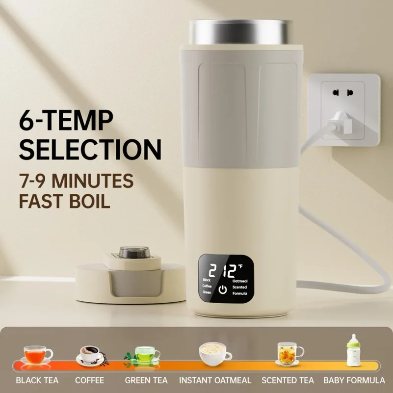 

Travel Electric Kettle Portable Small Mini Tea Coffee Kettle Water Boiler, Water Heater Steel & Auto Shut-Off & Boil Dry Protect