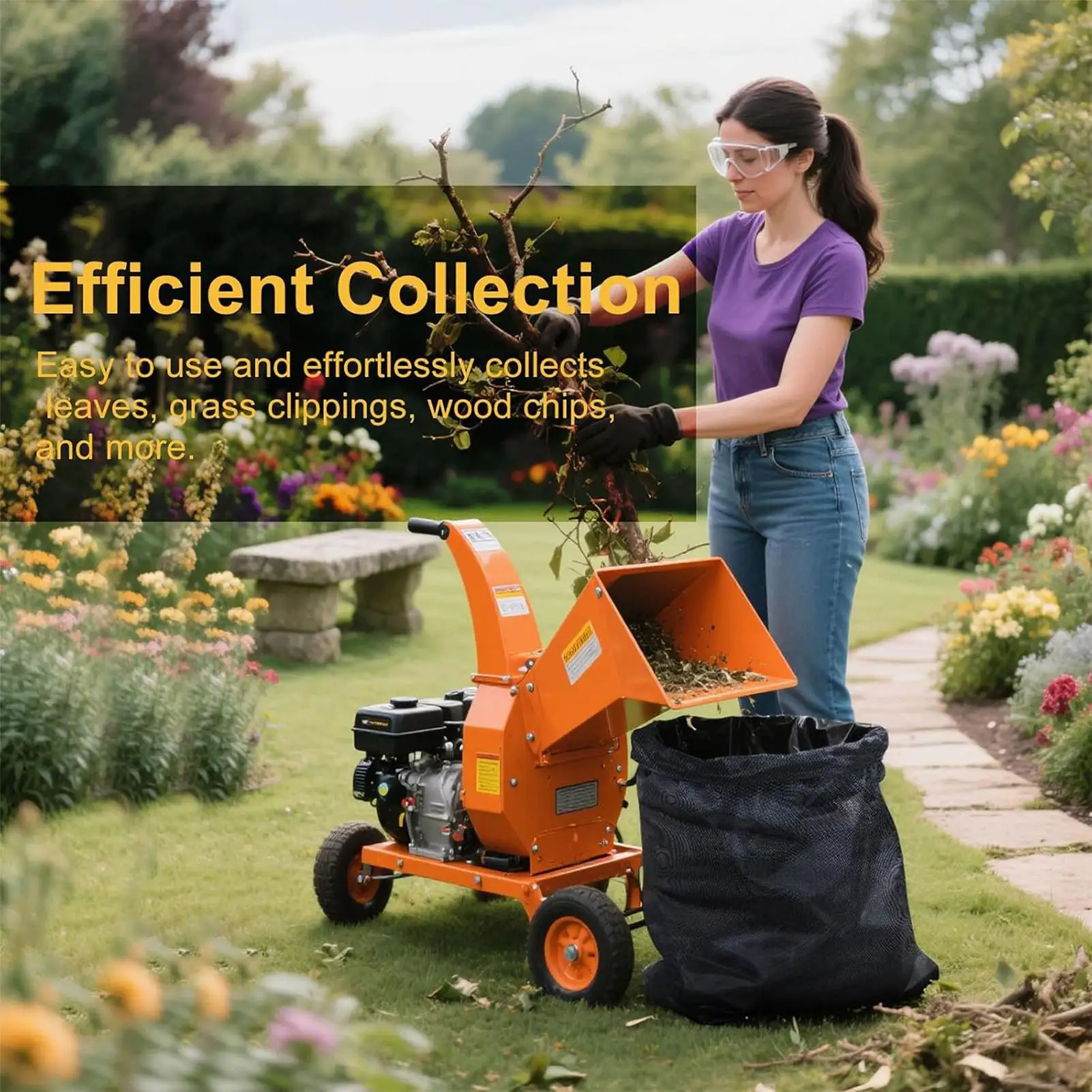 Wood Chipper Collection Bag Mesh Storage Tote 48.43x23.62 Inches Mulcher Shredder Collection Bag For Outdoor Backyard Garden view 5