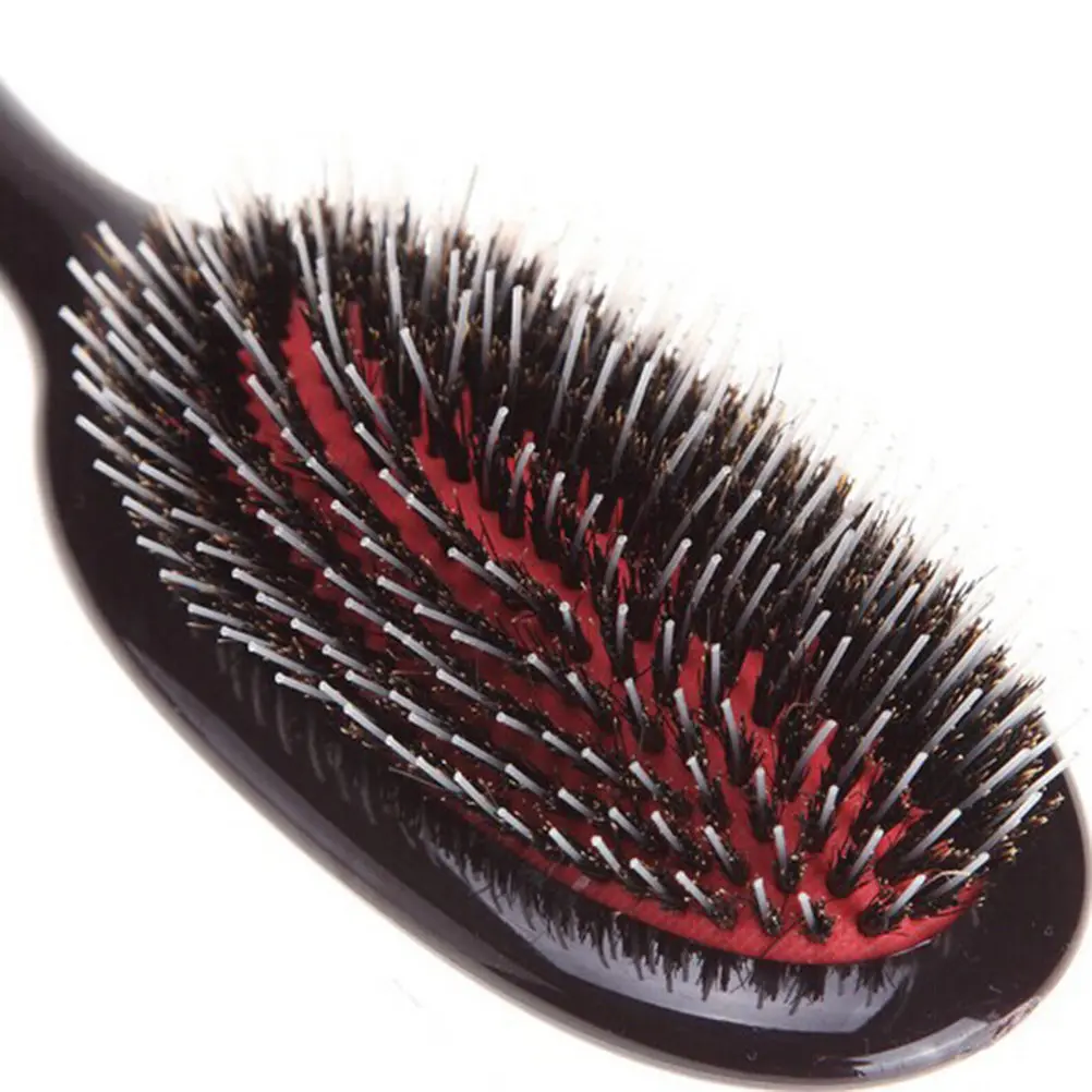 Natural Bristles Hair Scalp Comb Anti-Static Plastic Handle Hair Care Styling Blow Drying Frizz Control Massager