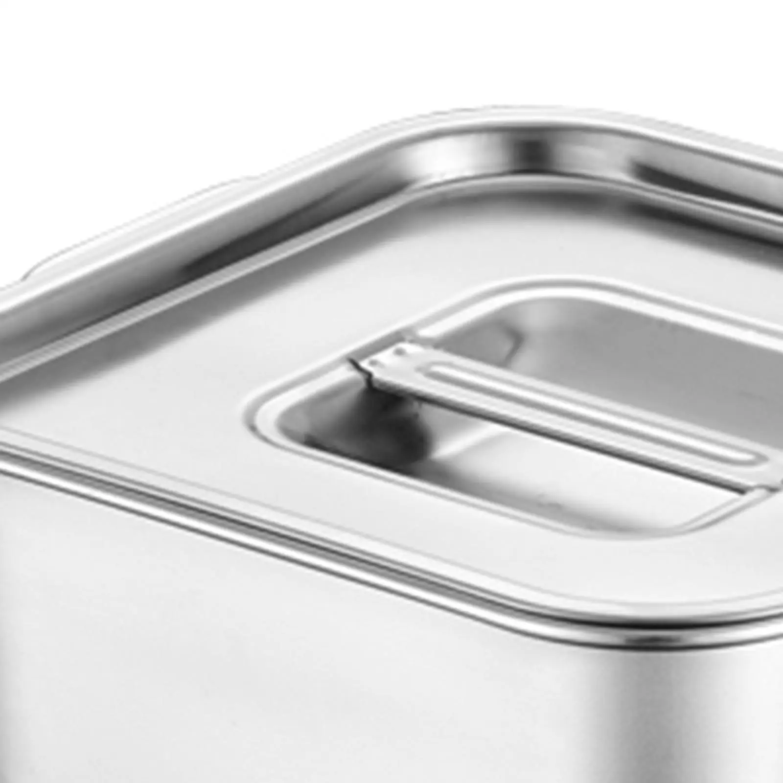 Stainless Steel Hotel Pan with Lids Jam Box Double Handles Fruits Box Multifunctional Soup Pan Spices Box