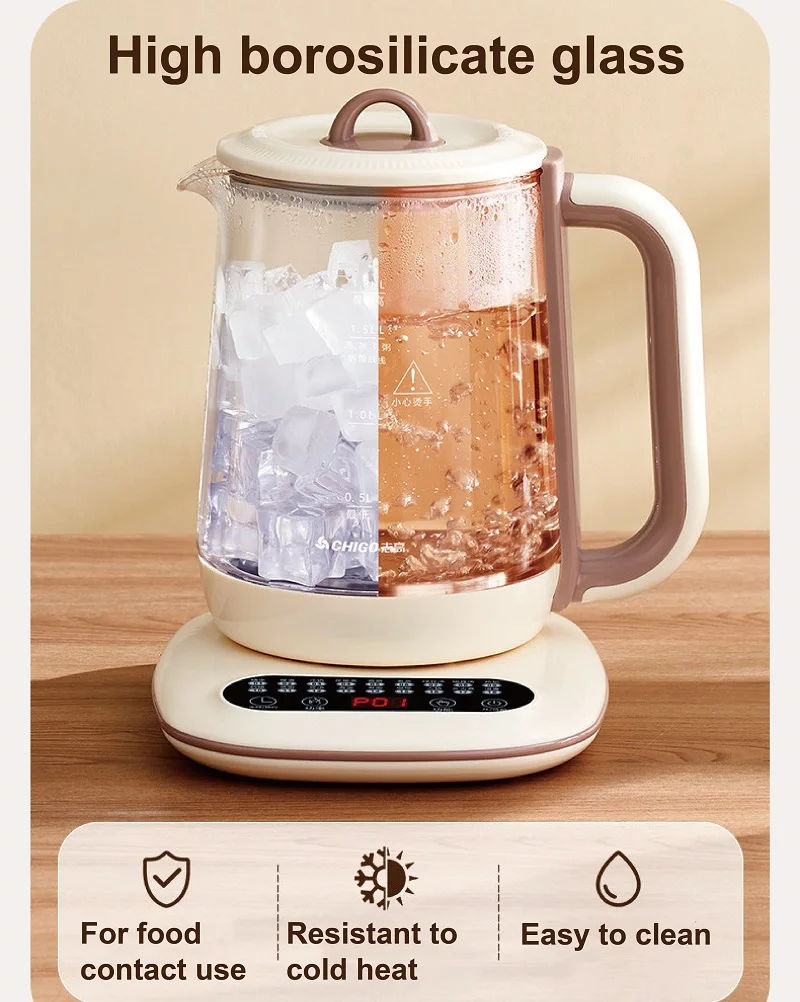 1.8L Home Health Pot Thickened Glass Electric Kettle Tea Maker Office Multi-function Flower Tea 24h Appointment Stew Pot 800W view 6