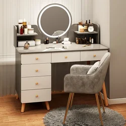 IQUE Table-Table de maquillage multifonctionnelle avec chaise miroir, armoires confortables, salon, chambre à coucher, meubles