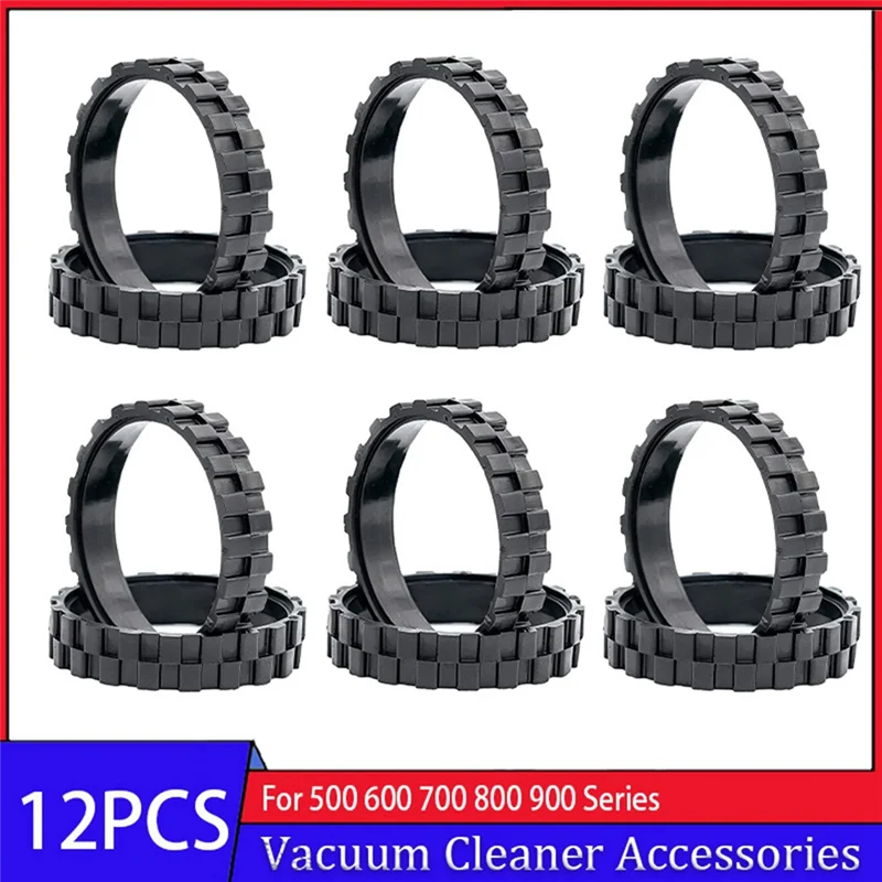 ABKR-12Pcs Tire Skin Wheel Tire For IROBOT ROOMBA I7 I7 Plus E5 E6 E7 500 600 700 800 900 Series S9 S9+ Vacuum Cleaner Replaceme