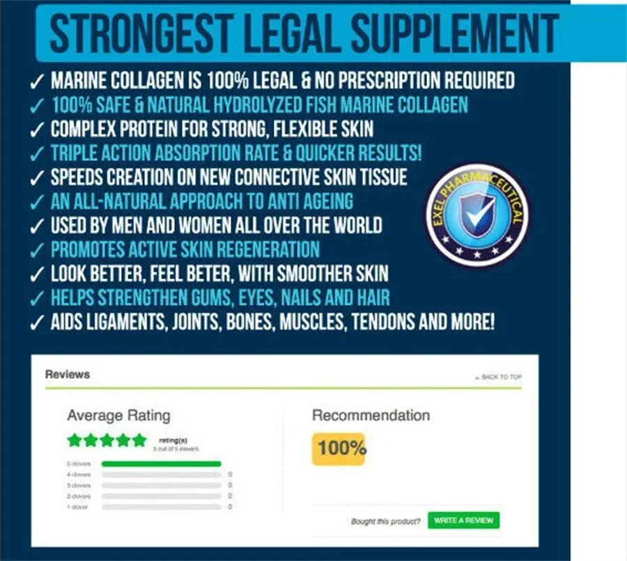 Made In The Usa Hydrolyzed Fish Collagen Marine Tablets Skin Anti Ageing Tissue Joints 8 Patches, Transdermal Patches - Image 3