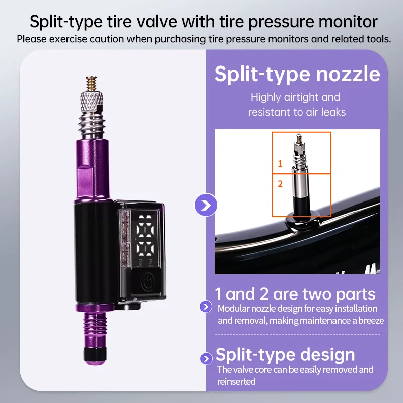 Road Bike and Mountain Bicycle Tire Pressure Monitor Presta Valve Inserts FV Nozzle Cap(Includes Inner Liner)Low Tire Pressure I view 3