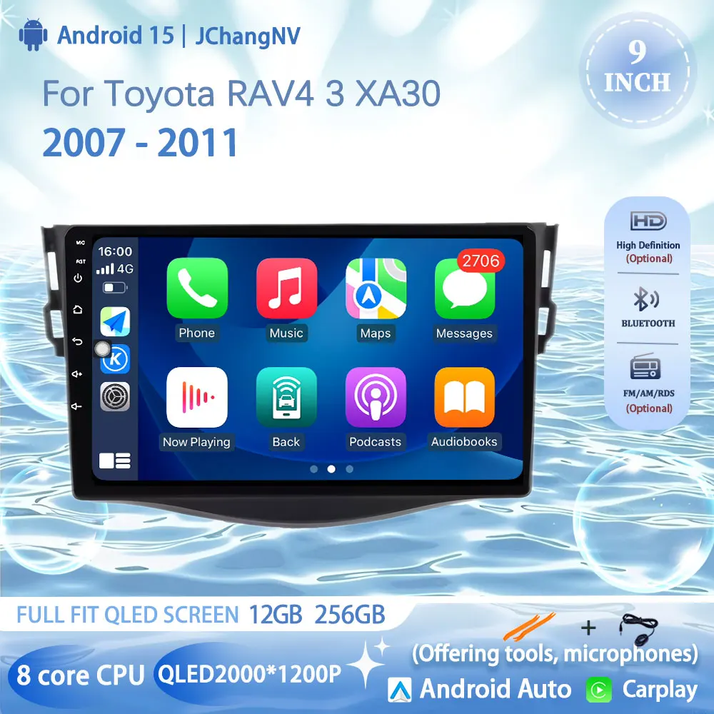 9 "لتويوتا RAV4 3 XA30 2007-2011 سيارة ذكي مشغل وسائط متعددة الملاحة أندرويد راديو مشغل فيديو ستيريو CarPlay السيارات