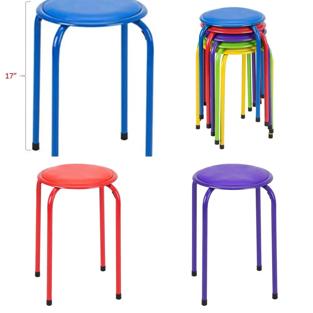 

Portable Padded Stacking Stools, 17 Height, Assorted Colors, Set of 5 for Kids & Adults