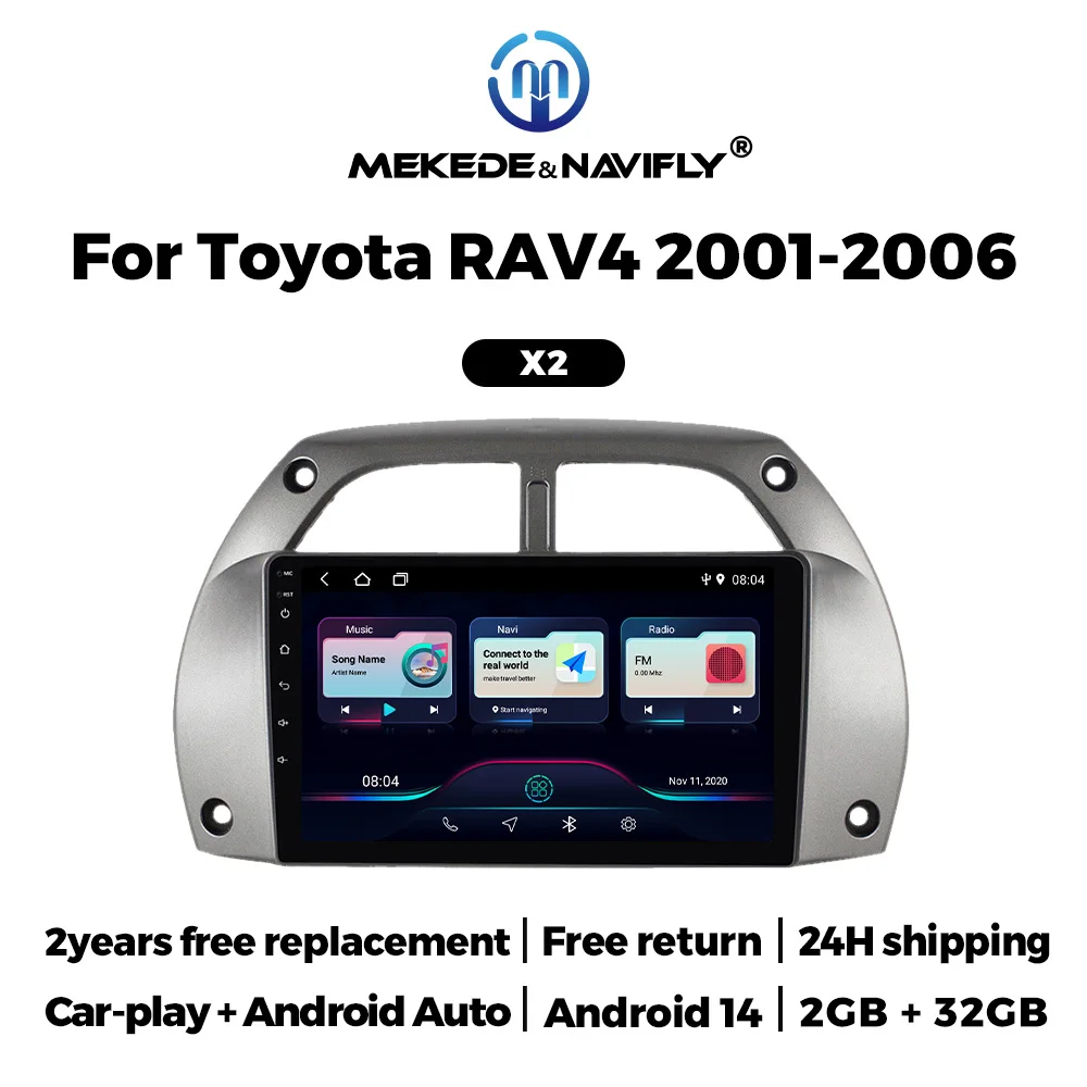 New 2025 Android 14 Car Radio For Toyota RAV4 Rav 4 2001-2006 GPS Navigation Multimedia Player Carplay Auto Stereo