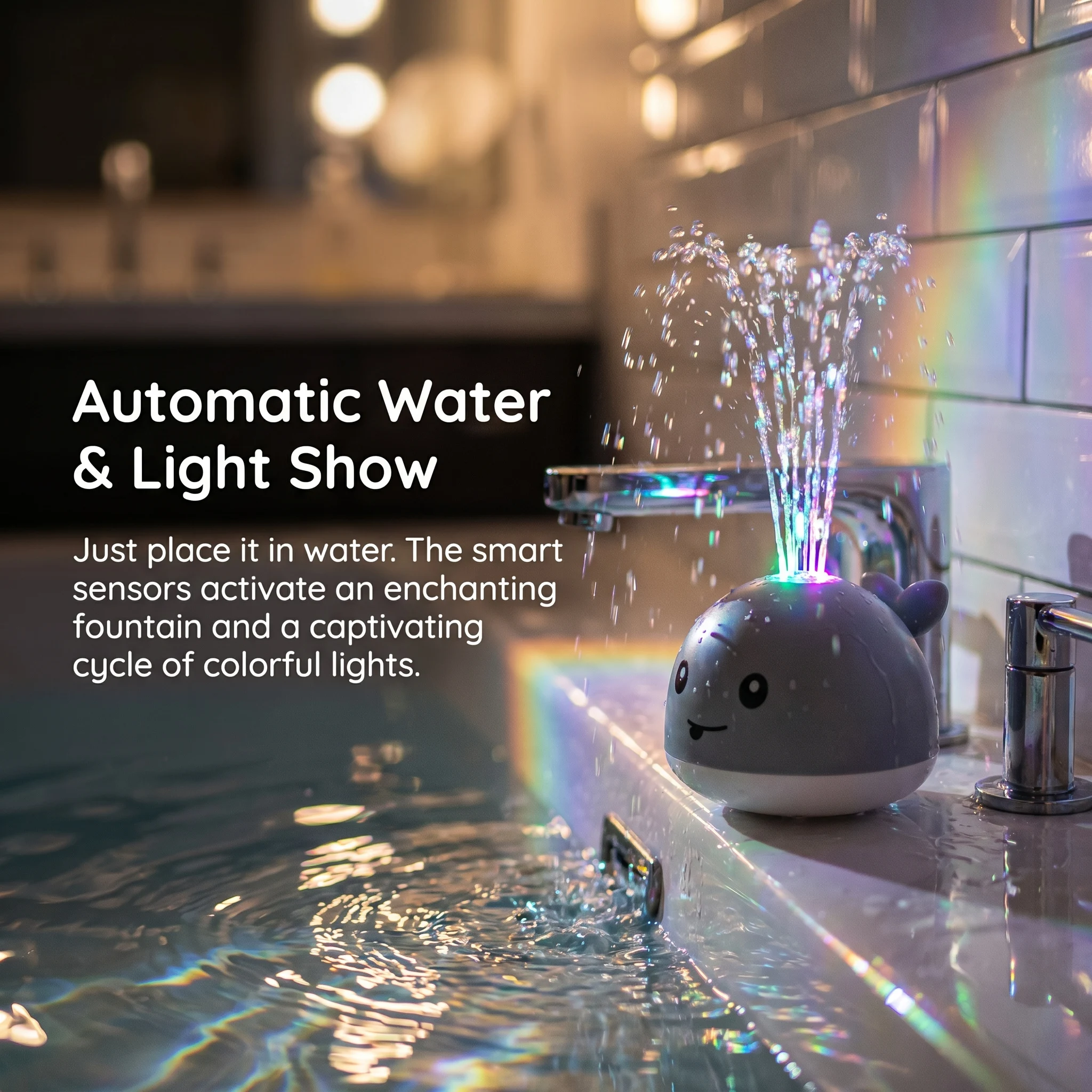 Light up Whale Bath Toy Sprinkler Toddler Bath Toys for Kids Ages 1-3 Infant Baby Toys 6-12 Months Pool Water Table