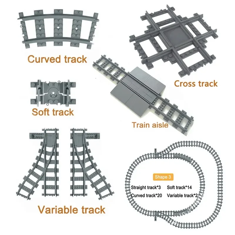 Straight & Curved Cross Rails Train Tracks City Train Rail Building Blocks Set Bricks Model trein railways Compatible All Brands