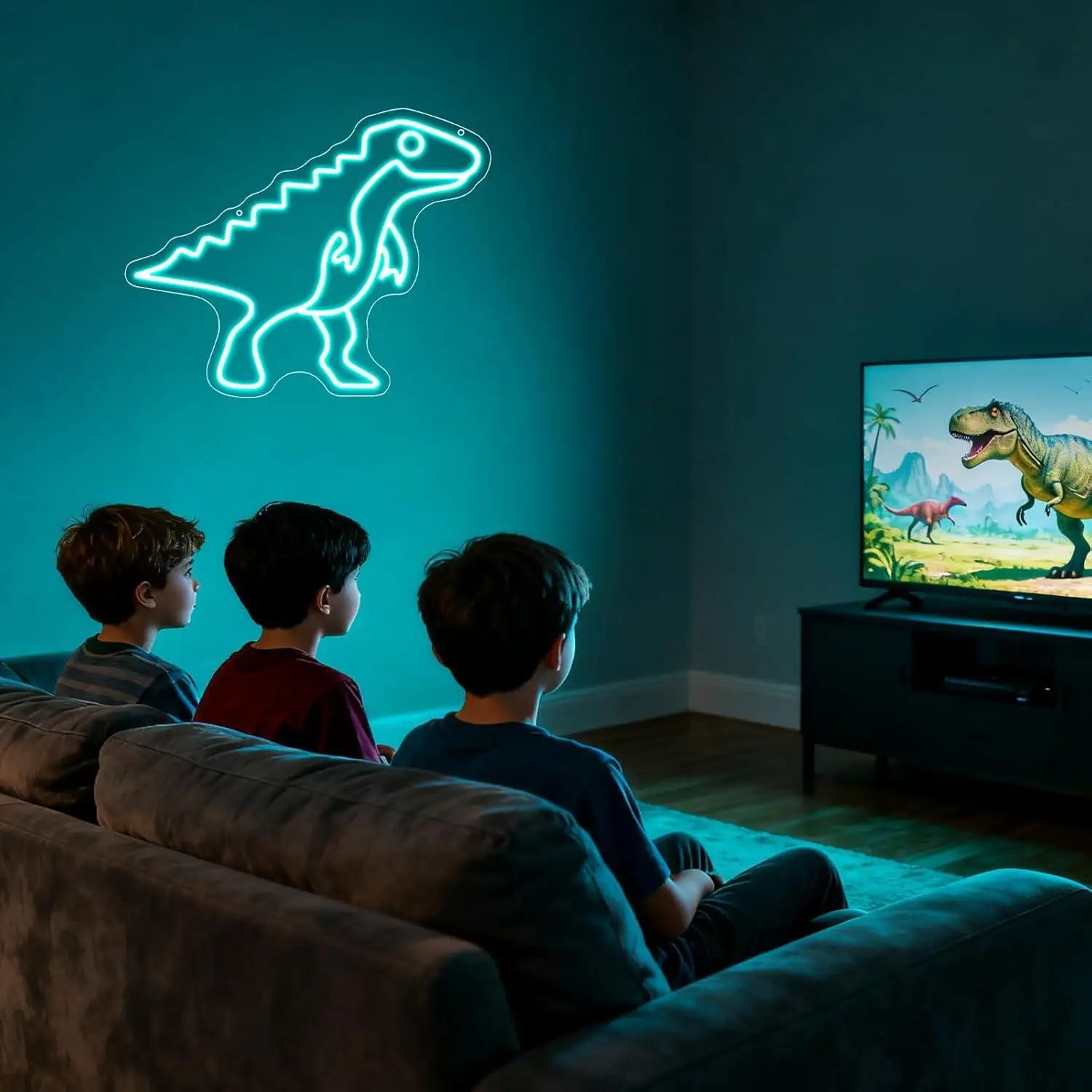 Dinosaur Neon Sign USB Dimmable LED Light for Kids Bedroom Birthday Party Classroom Man Cave Aesthetic Decor Gifts Night Light