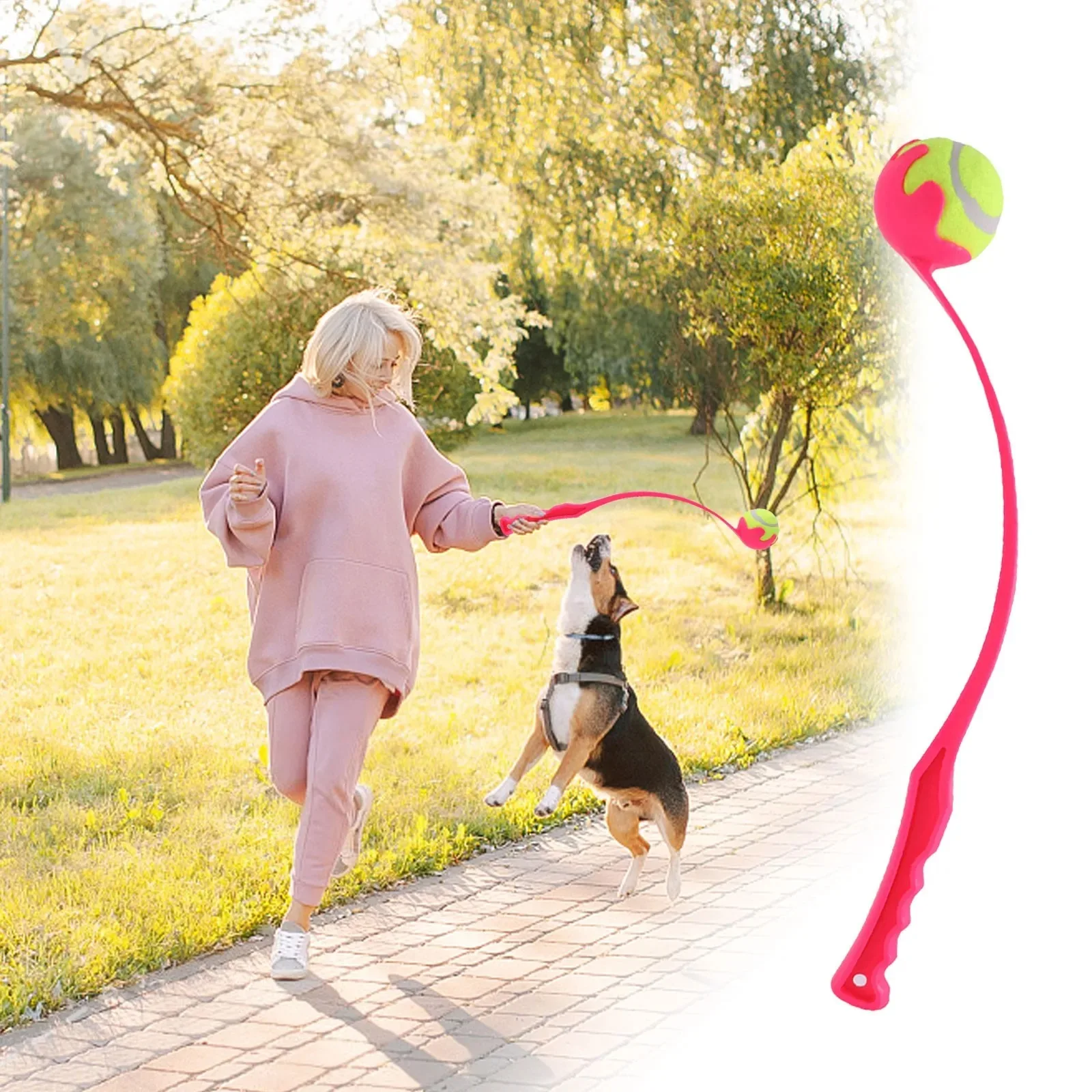 Haustier-Tennisball-Wurfset, Outdoor-Hundetrainingsspielzeug, Robuster Ergonomischer Griff, Interaktives Ball-Sammelsystem, Haustierzubehör – Detail 9