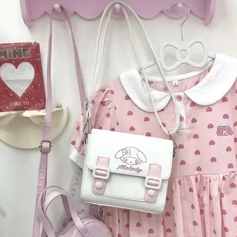 Hello Kitty Modieuze Portemonnees Kuromi Crossbody Tassen Voor Dames Sanrio Meisjes Portemonnee Cinnamoroll Schattige Schoudertas Aan De Zijkant