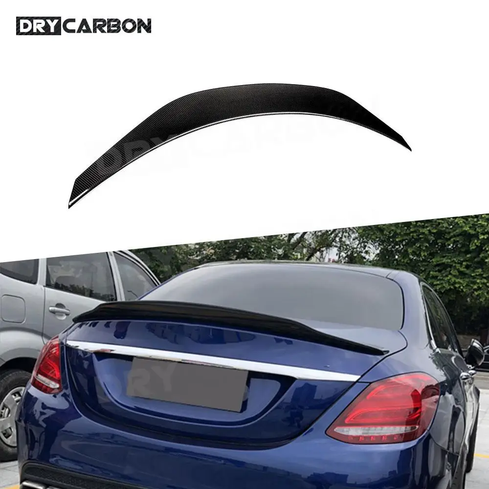 Dry Carbon Fiber Rear Spoiler for Mercedes Benz C Class W205 C205 C63 AMG Sedan Gran Coupe 2014-2019 Car Boot Duck Wings