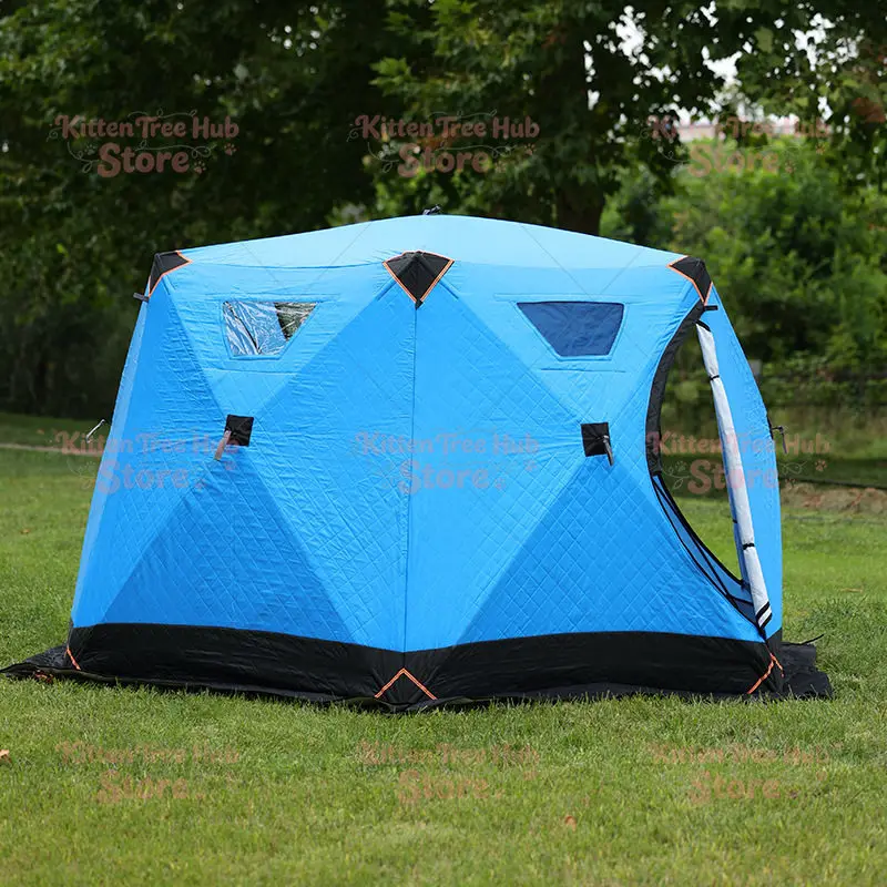 Winter thickened warm cotton tent four corners cotton windproof winter fishing tent hexagonal camping equipment ice fishing tent