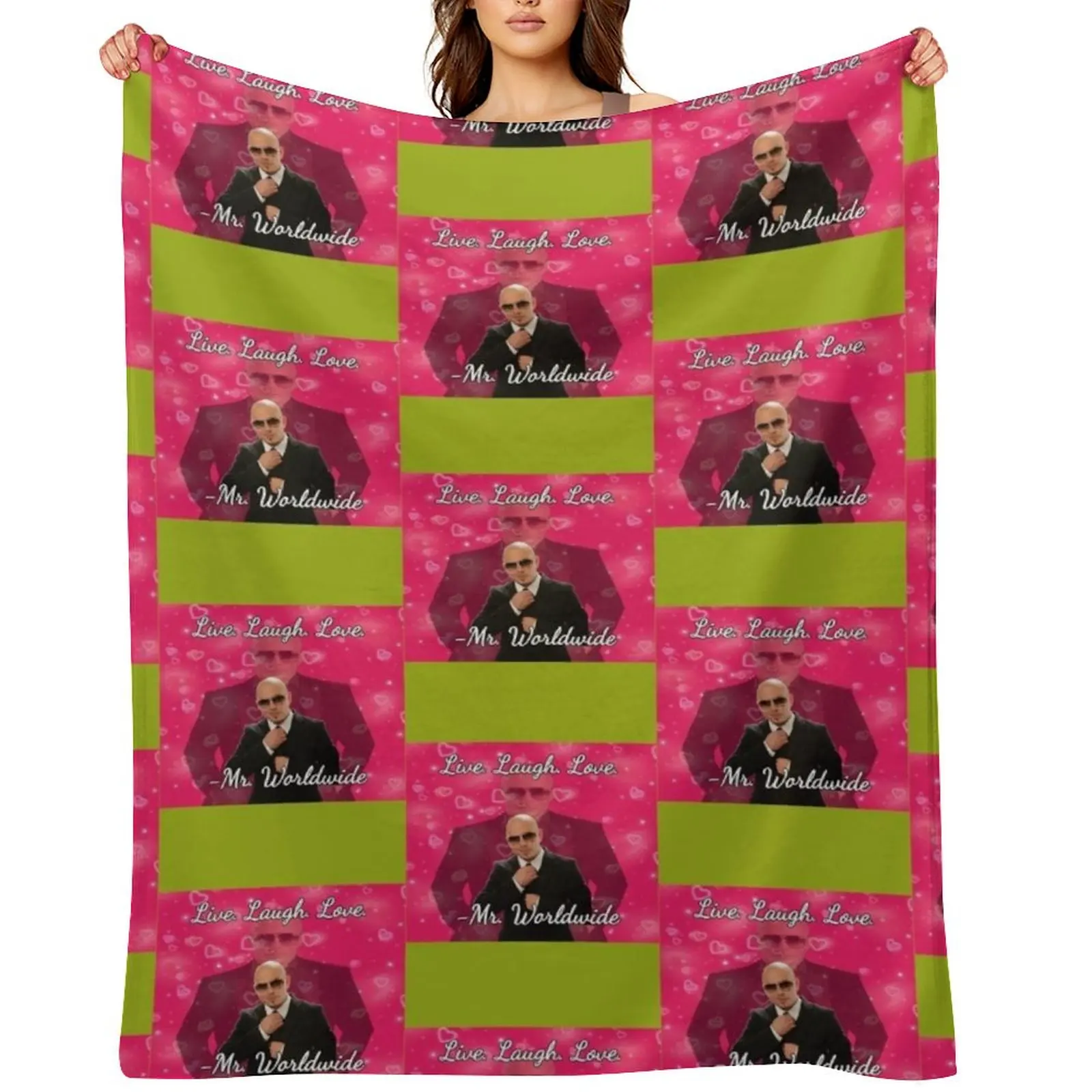 

Mr. worldwide says to live laugh love Throw Blanket Thermal Travel Decorative Throw valentine gift ideas Blankets