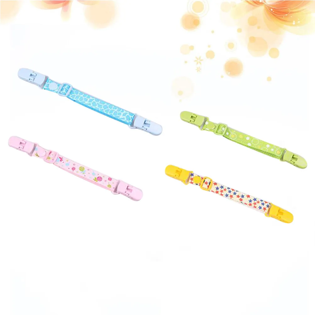 4Pcs Baby Bib Clip Premium Polyester Adjustable Baby Pacifier Clips Towel Holder for Boys Girls Pacifier Clips