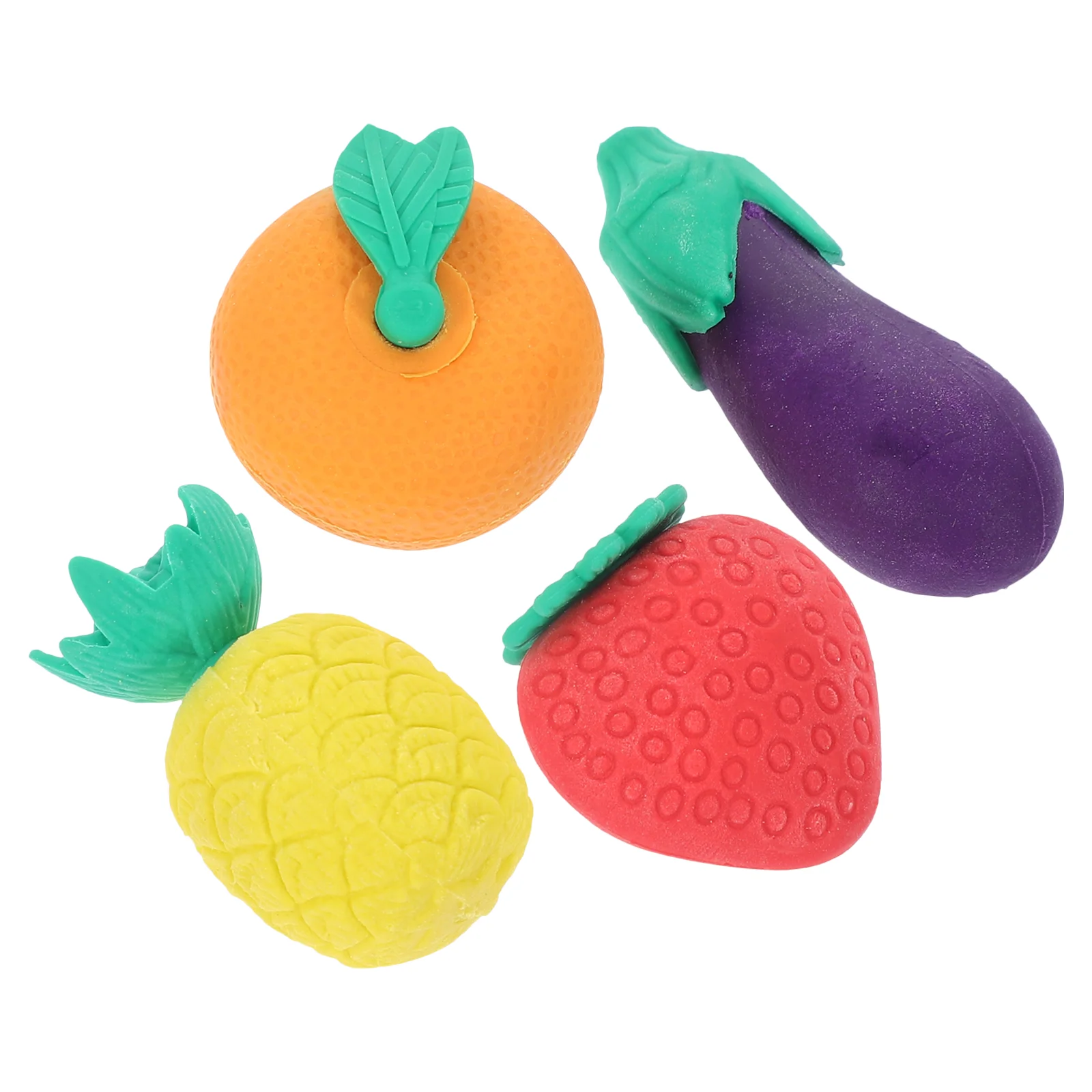 4 Pcs Erasers Rubber Student Stationery Kids Small Fruits and Vegetables Food for Students Studying Toddler