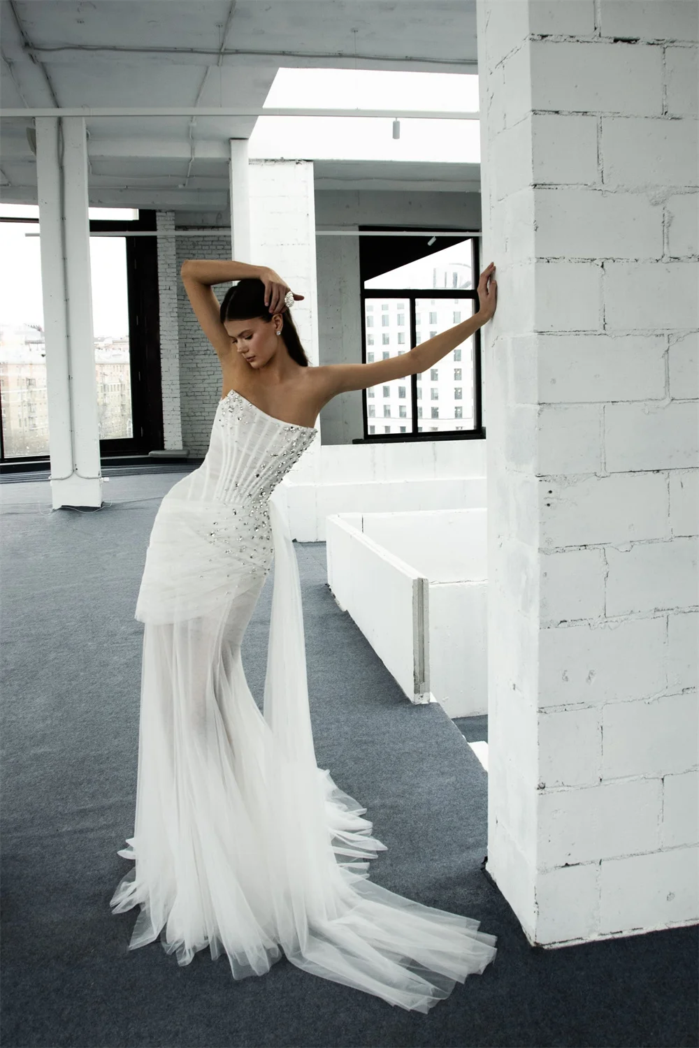 Kyoto Angepasst Mantel Falten Glänzend Sexy Hochzeit Kleid Liebsten Ärmellose vestidos de novia Lange Zug Formale Abendkleid