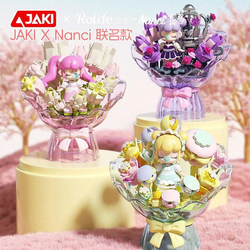 JAKI Nanci Buildable Flower Bouquet Building Block Assembly Model Kit Desktop Hobby Collectible Display Birthday Gift