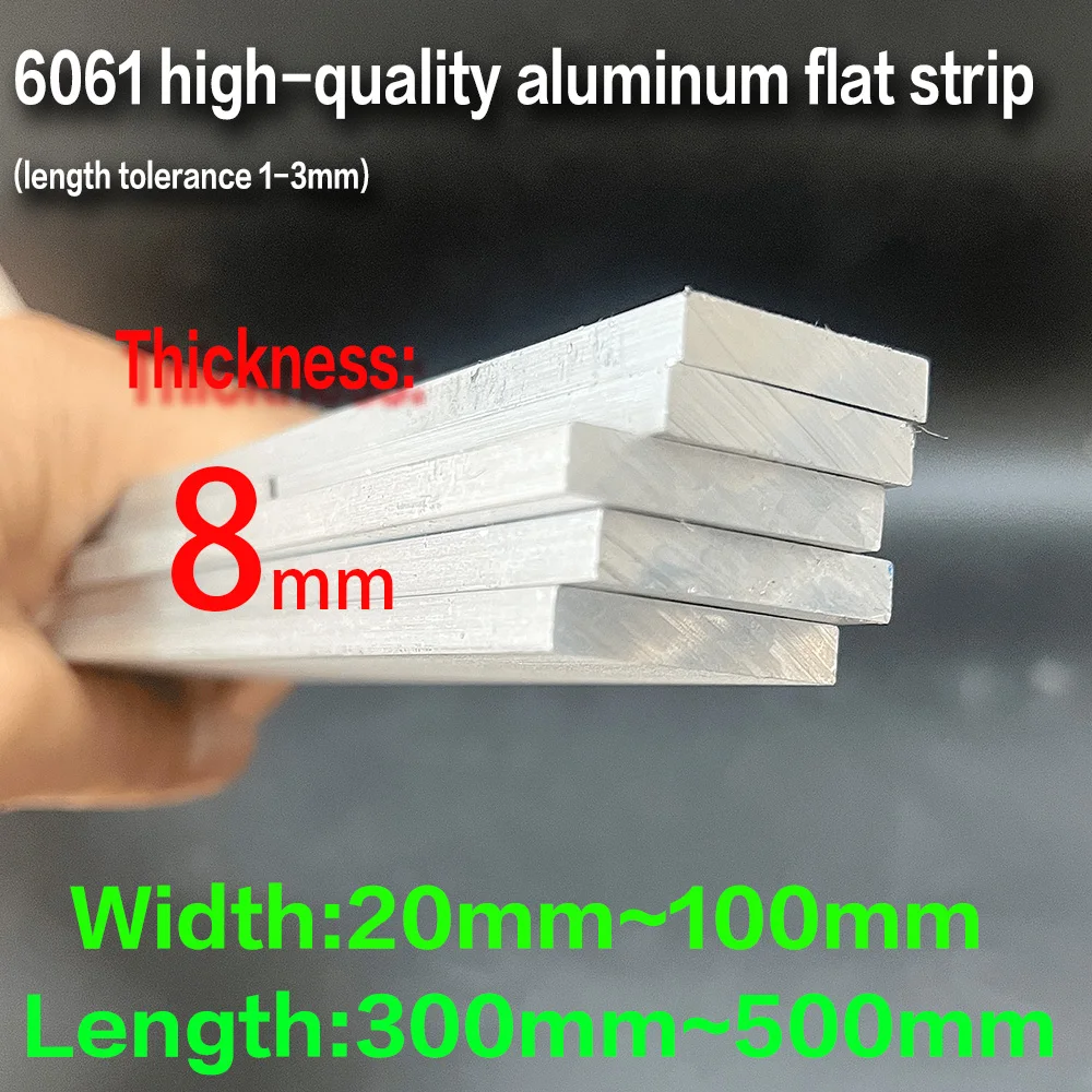 6061 Aluminum Alloy Sheet, Thickness: 8mm, Width: 20~100mm, Length: 300~500mm, Widely Used for Your Selection