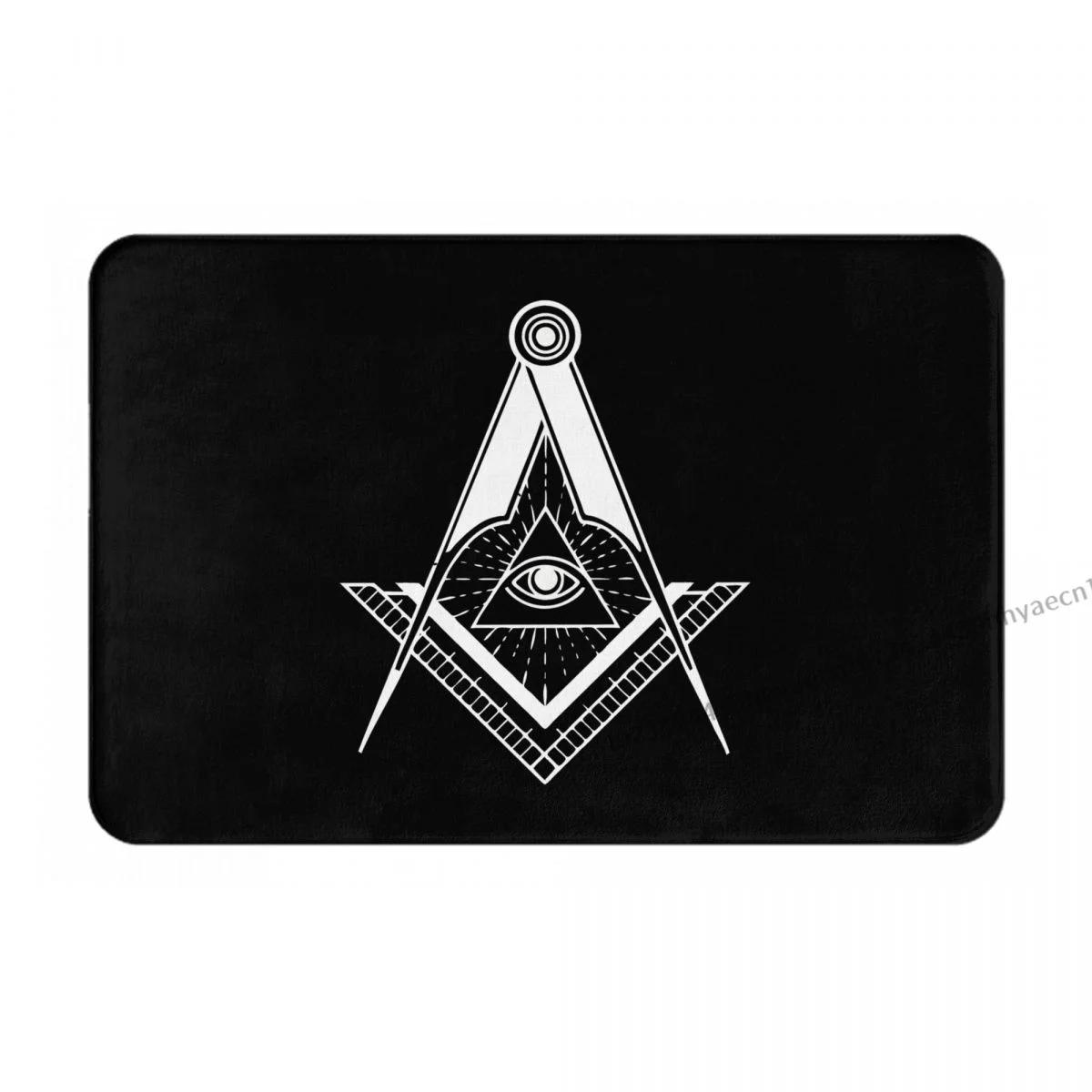 Freemason Gold Square Compass Non-slip Doormat Living Room Mat White Balcony Carpet Entrance Door Rug Bedroom Decor