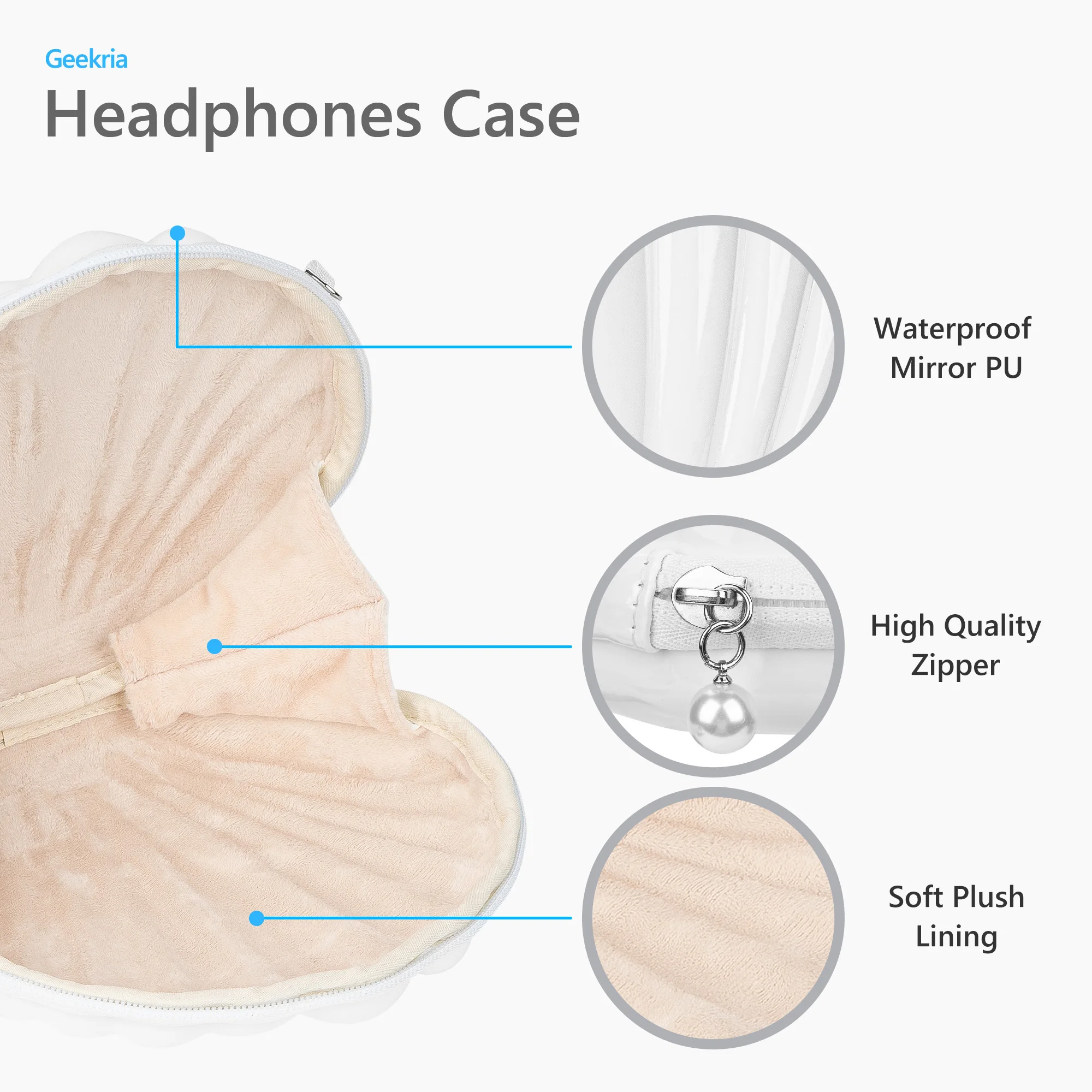 حافظة سماعات الرأس Geekria NOVA متوافقة مع JBL Tune 510BT/520BT، AKG Y50BT، Y500