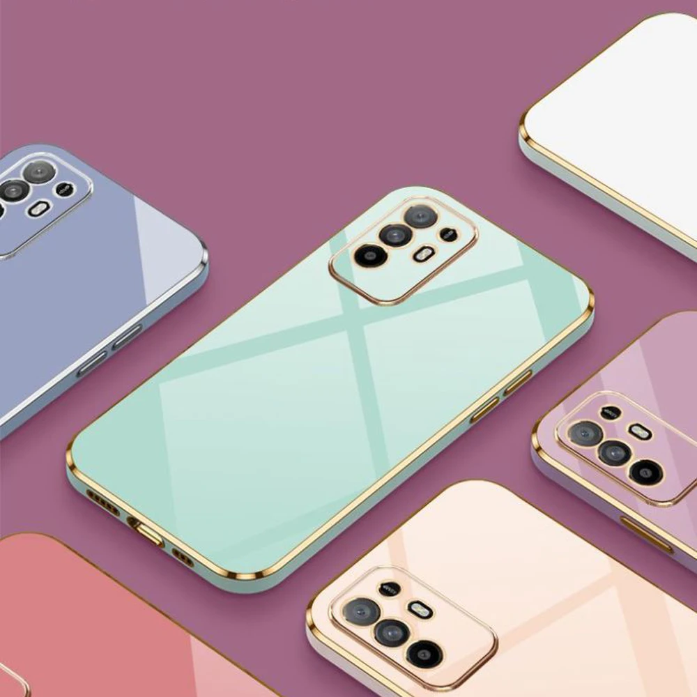 For oppo A94 5G Case OPPO Reno5z Reno 6z F19 ProPlus Luxury Square Plating Phone Case CPH2211 CPH2211 Shockproof Back Cover case