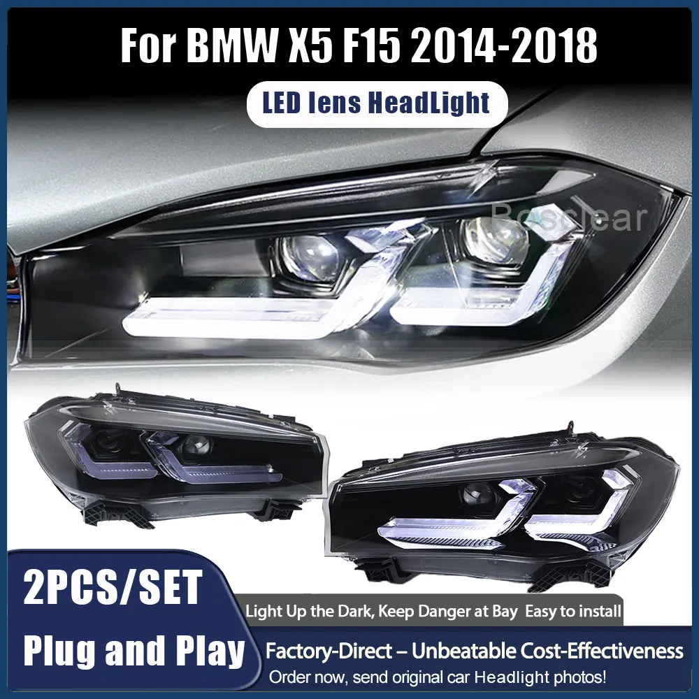 

Car Accessories for 2014 2015 2016 2017 2018 BMW X5 F15 X6 F16 Headlights Double Lens 530i 525i 540i 535i LED DRL Projector Lens