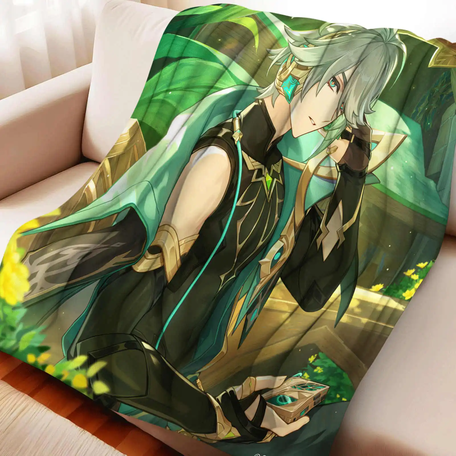 Genshin Impact  Blanket for Sofa Bed Office Travel Soft Warm Fleece for Sleeping Reading Camping Flying