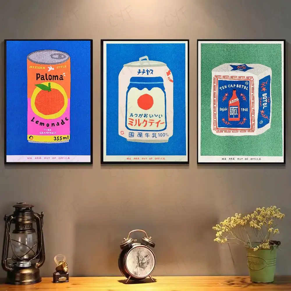 Cherry  Ink Canned Sardine Tomato Poster sticky wall waterproof home living room bedroom bar aesthetic decoration
