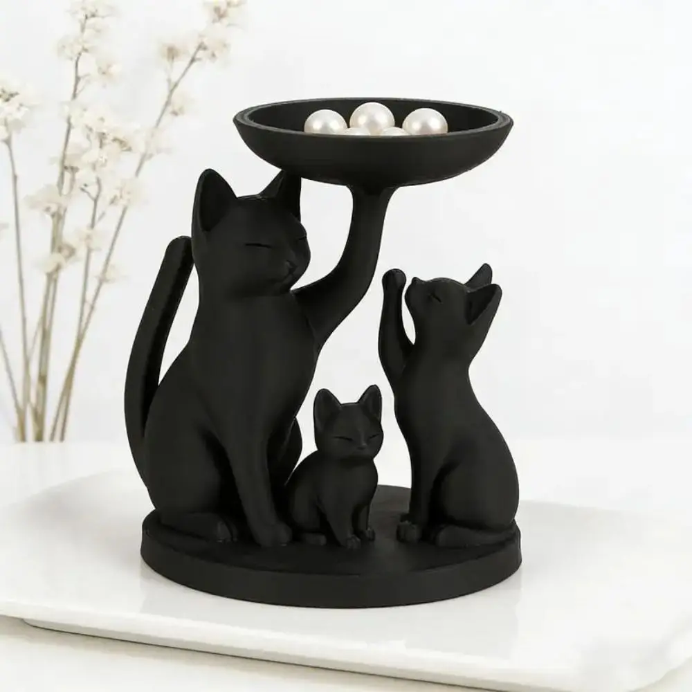 New 3D Printed Black Cat Jewelry Tray Plastic Multi-purpose Makeup Organizer Decorative Cat Decor Tray Desktop Storage