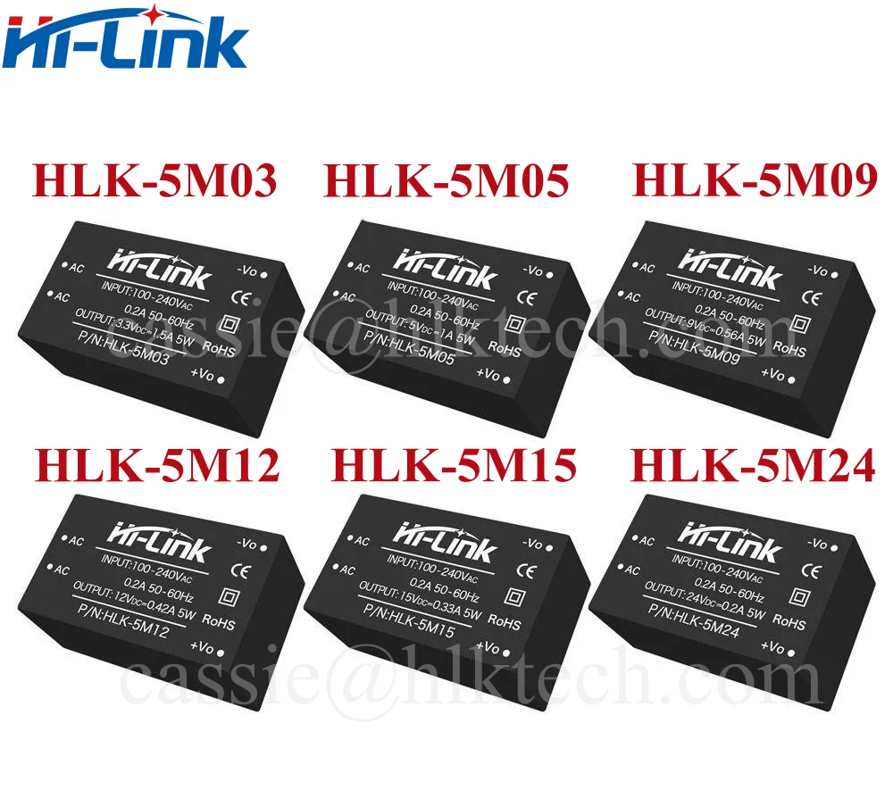 Hilink 5W 220V HLK-5M03 5M12 5M05 5M09 Hilink CE Standard AcDc Power Converter Module 5W 3.3V 1.5A CE Standard Ac Dc Power Conve