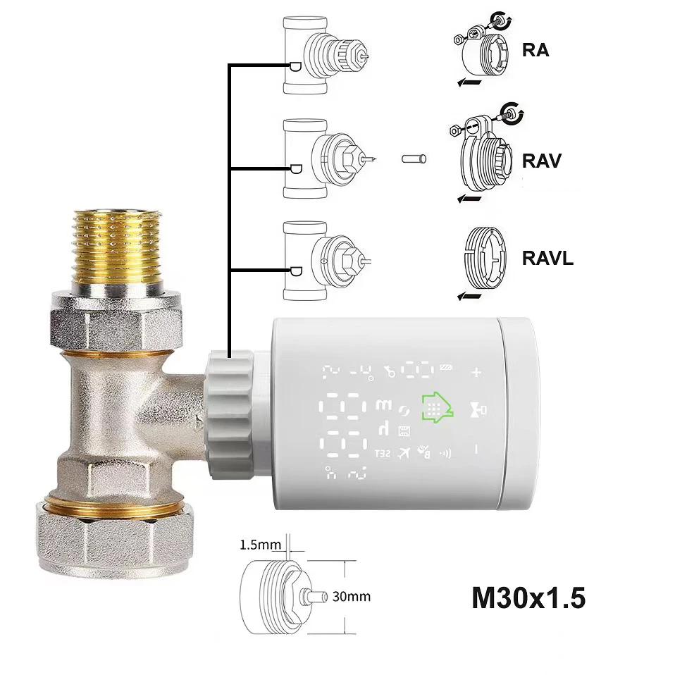 Zigbee-Thermostat Intelligent avec Actionneur de Vanne Programmable, Contrôleur de Température TRV Via Tuya Smart Life Alexa Google Home