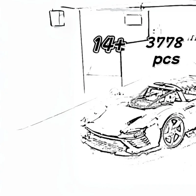 in stock Supercar Building Blocks, 3778 Pieces, 1:8 Scale MOC Assembly Bricks, Collectible Display Model for Boys