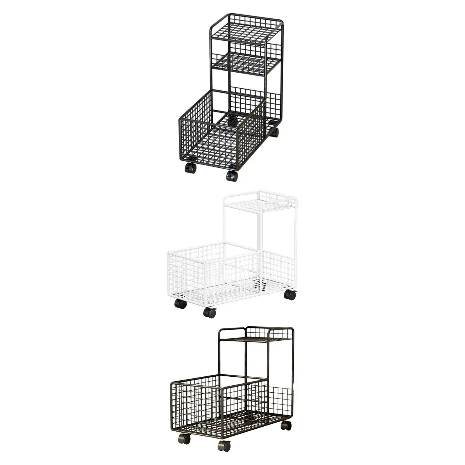 under Desk Utility Cart Storage Basket Mobile Rolling Cart Mobile Shelf for Apartment